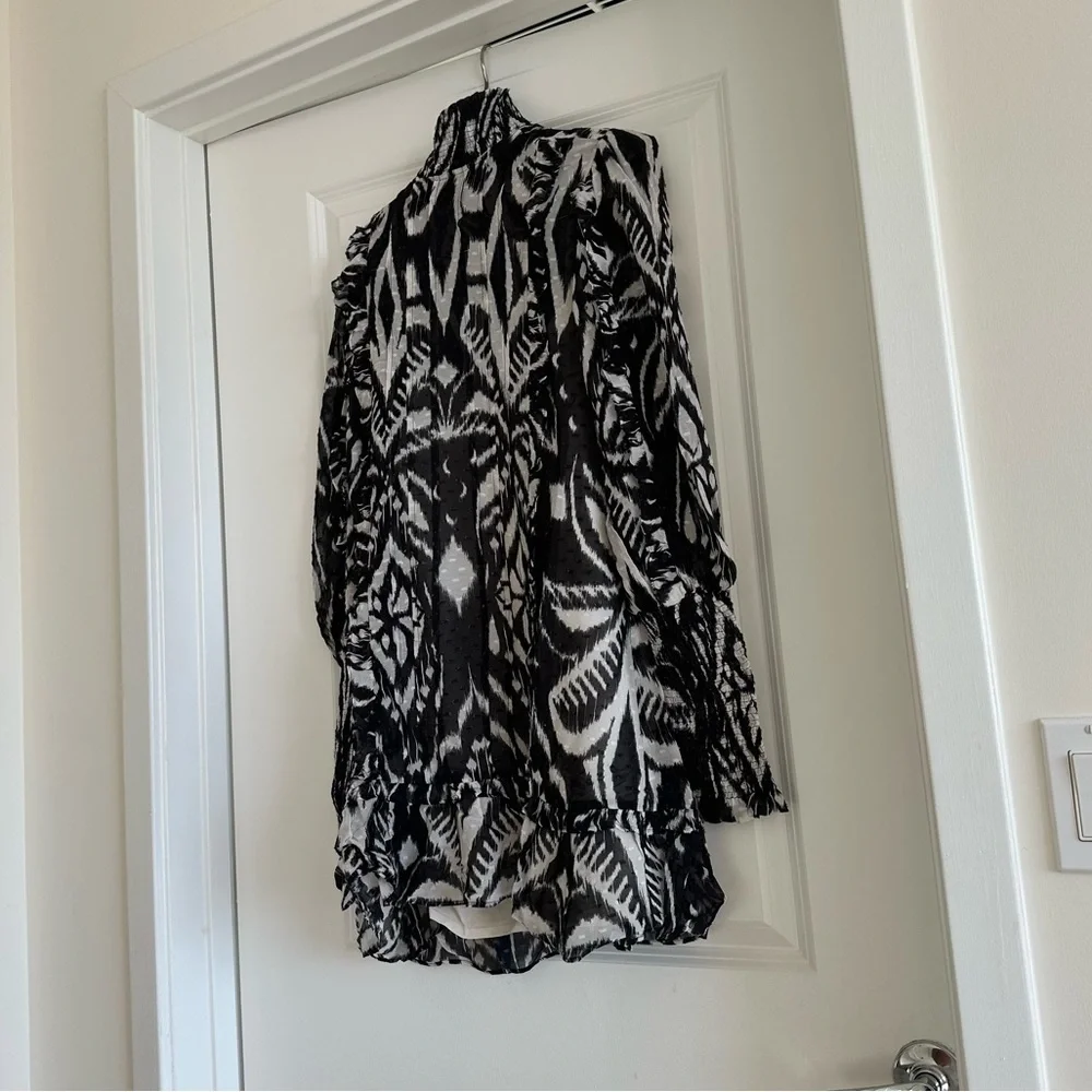 Farm Rio Pineapple Ikat Black Mini Dress